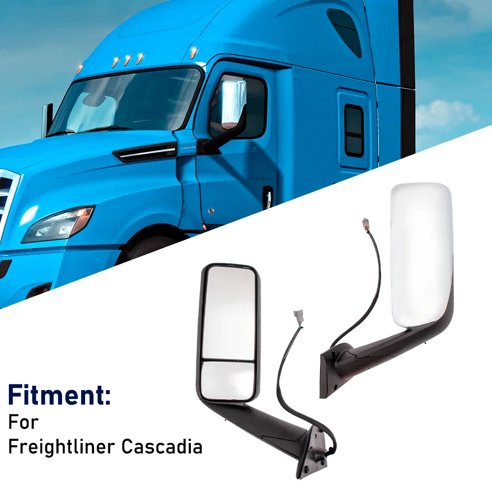 Chrome Truck Door Mirror Assembly for Freightliner Cascadia 2018 Driver Side (LH)