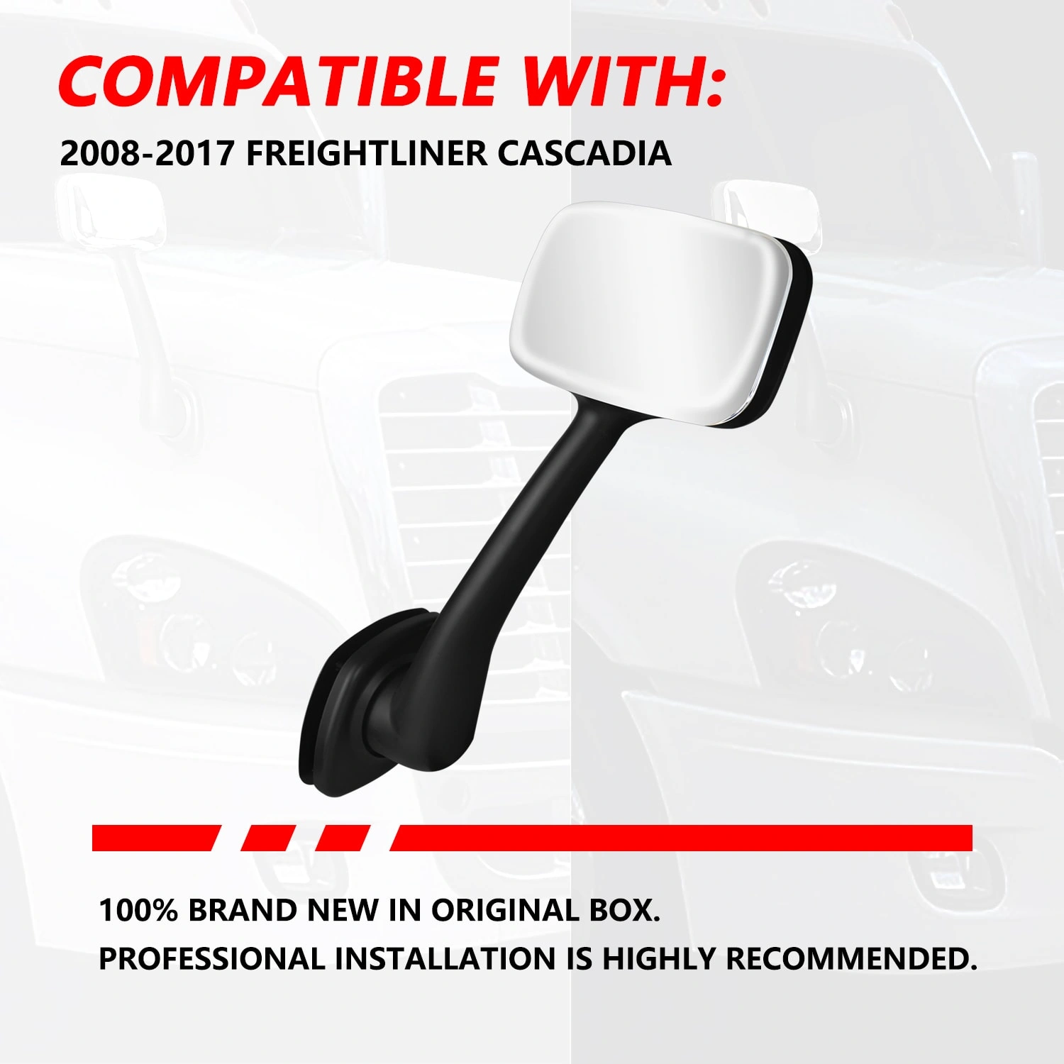 Chrome Truck Hood Mirror Assembly for Freightliner Cascadia 2008 (LH)