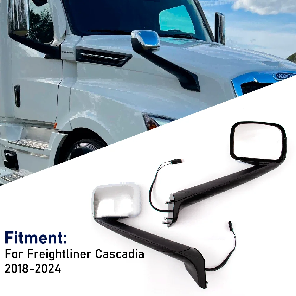 Chrome Truck Hood Mirror Assembly Fit for Freightliner Cascadia 2018 + (RH)
