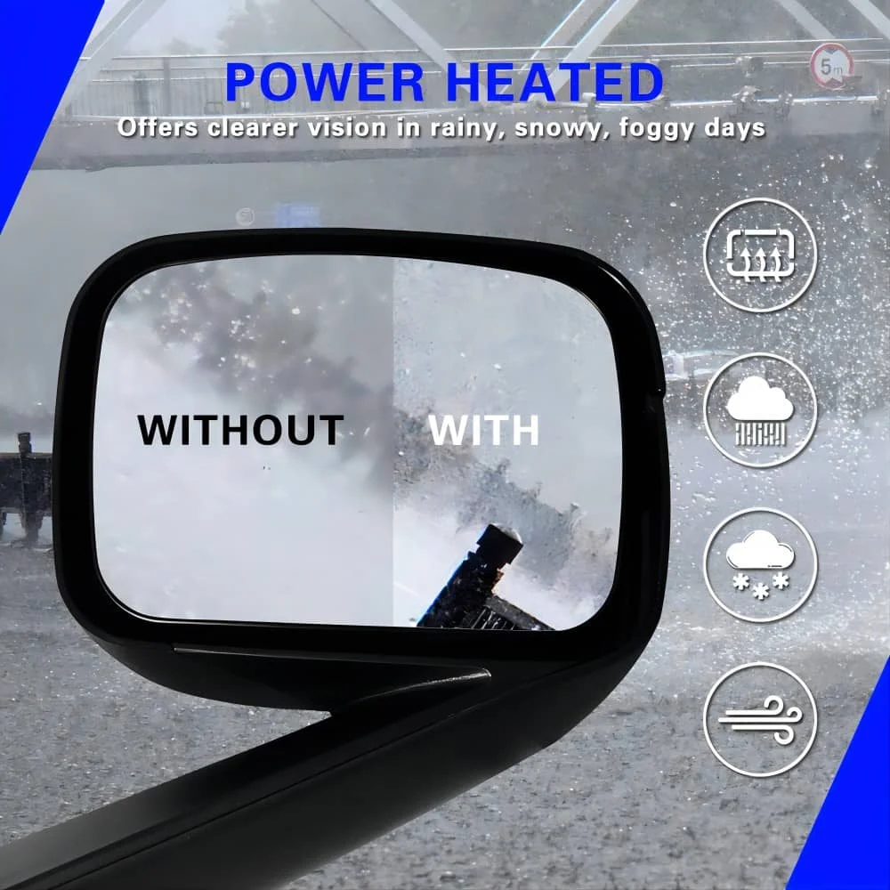 Black Truck Hood Mirror Assembly for Freightliner Cascadia 2018 + (RH) - Image 3