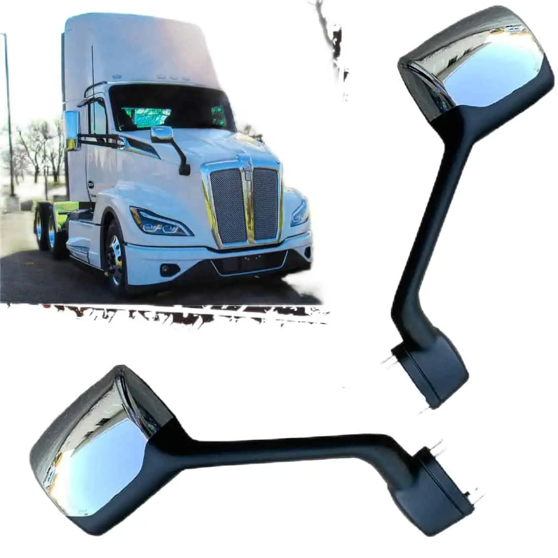 Chrome Truck Hood Mirror Assembly for KENWORTH T680 (LH)
