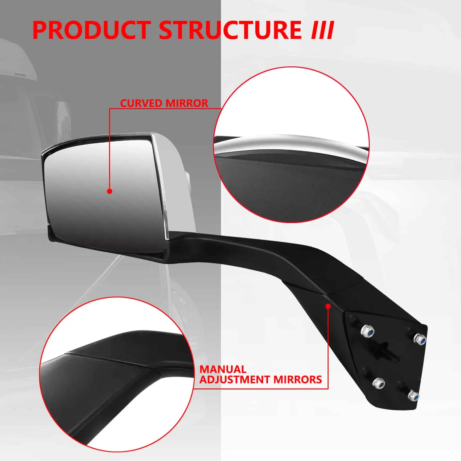 Chrome Truck Hood Mirror Assembly for VOLVO VNL 2012 AND NEWER (LH) - Image 3