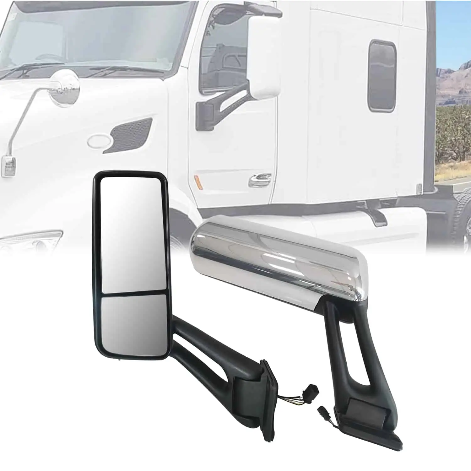 Chrome Truck Door Mirror Assembly Fit for PETERBILT 579 (LH)