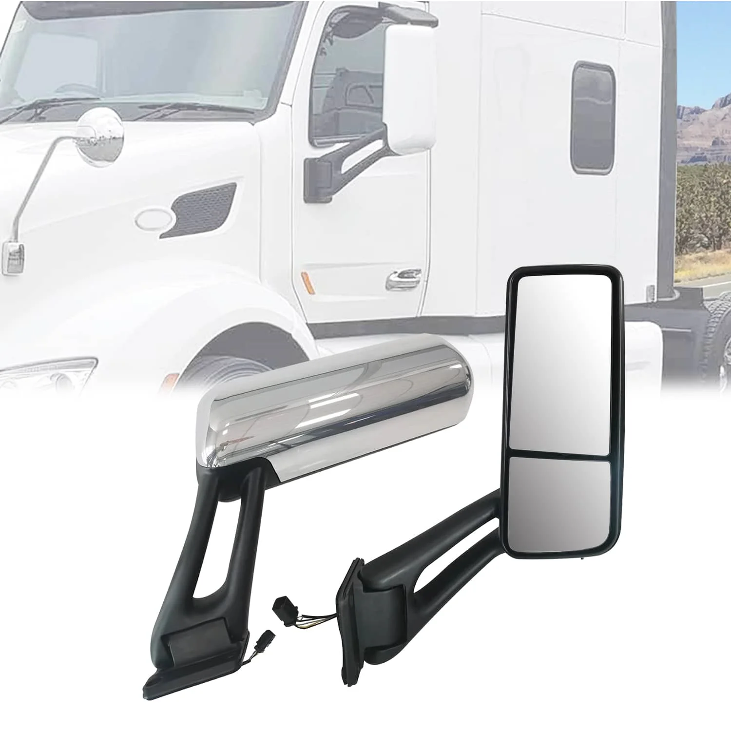 Chrome Truck Door Mirror Assembly Fit for PETERBILT 579 (RH)