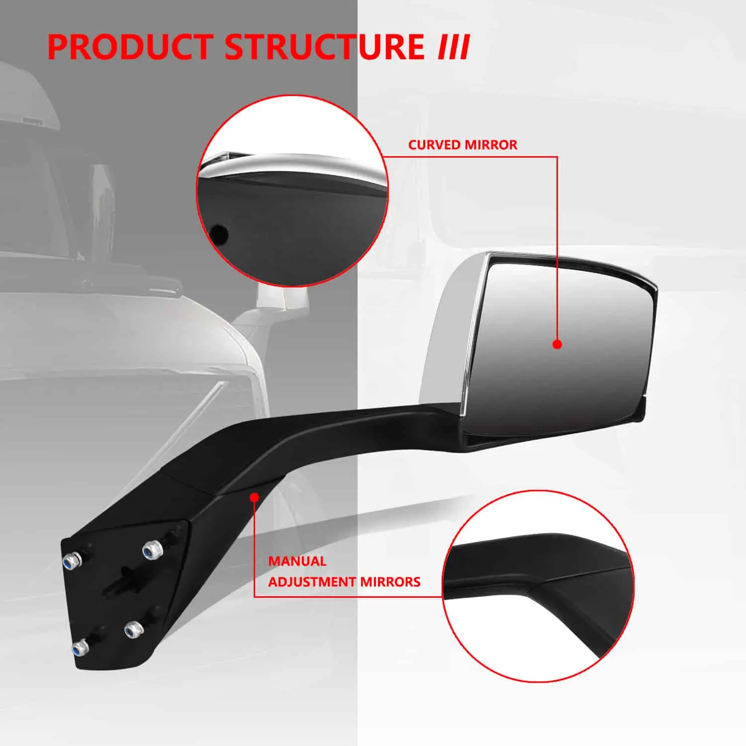 Chrome Truck Hood Mirror Assembly for VOLVO VNL 2012 AND NEWER (RH) - Image 3